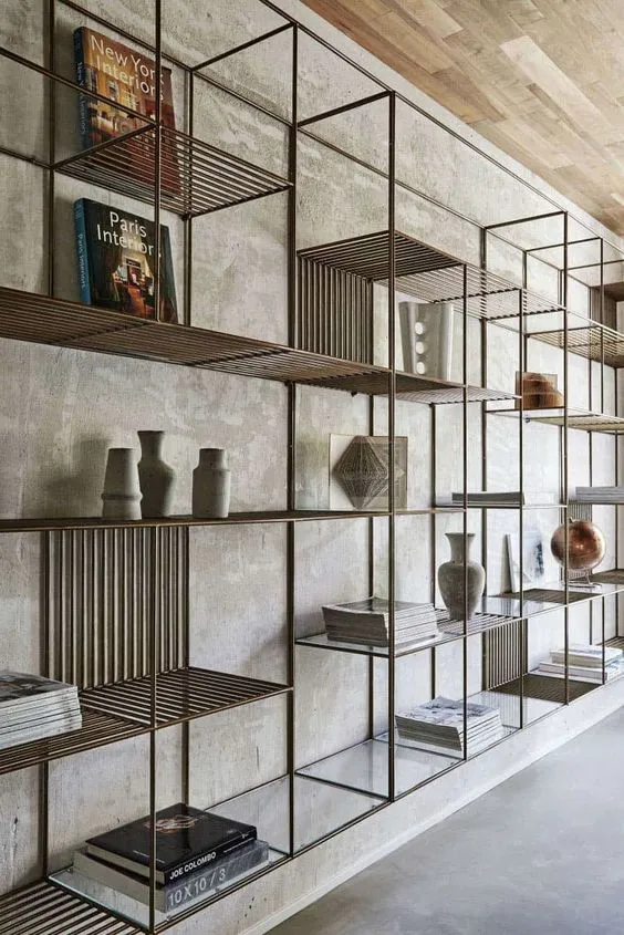 Metal shelving with wood accents by MetalX